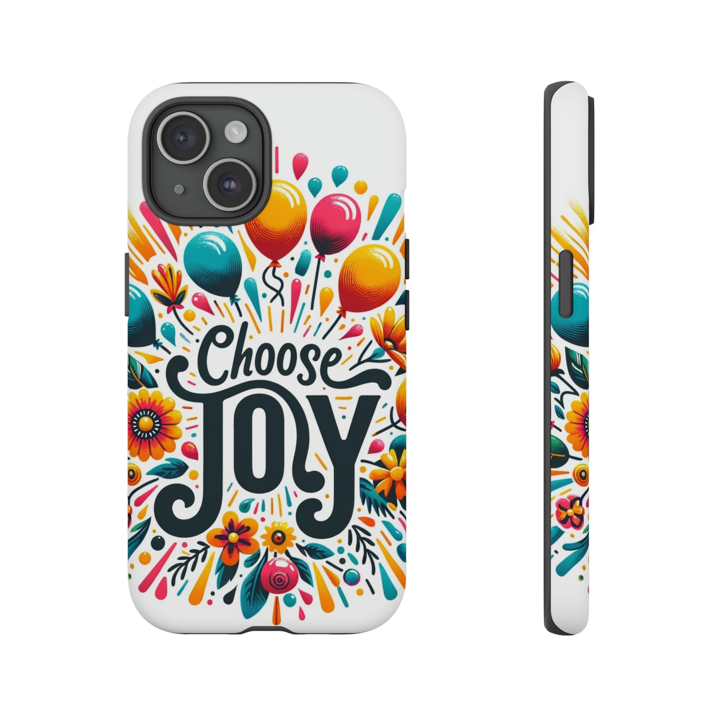 "Choose Joy" Vibrant iPhone 15 Case – Durable, Slim-Fit Design with Inspiring Colorful Graphic