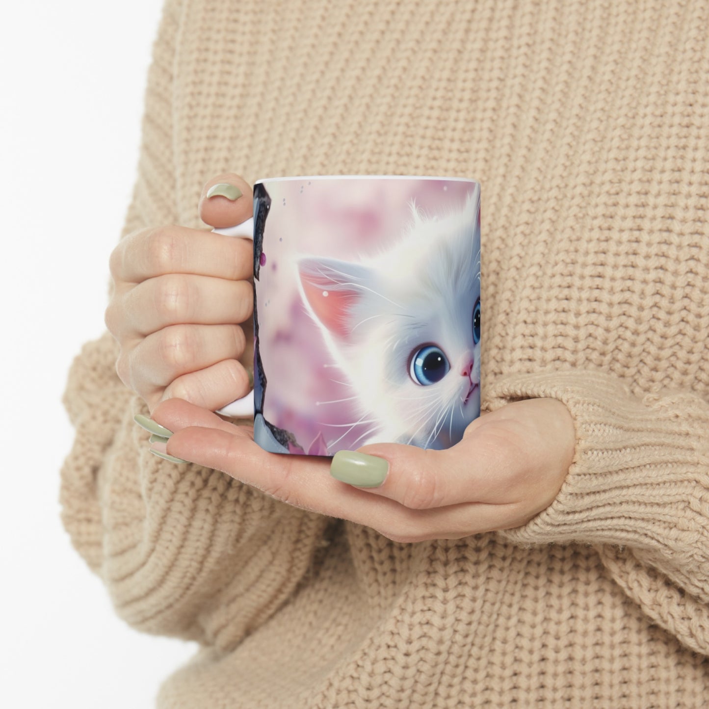 🐾 Adorable White Kitten Coffee Mug – Perfect for Cat Lovers! 🐱☕