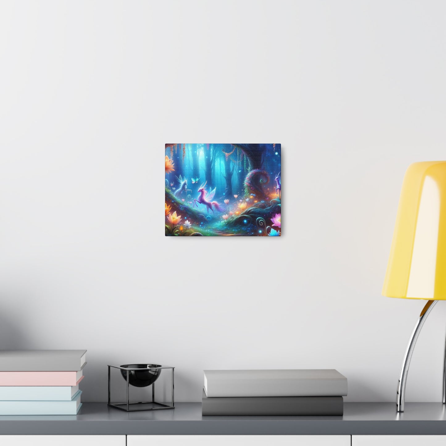 Enchanted Forest Canvas Art - Mystical Creatures and Magical Flora Wall Decor